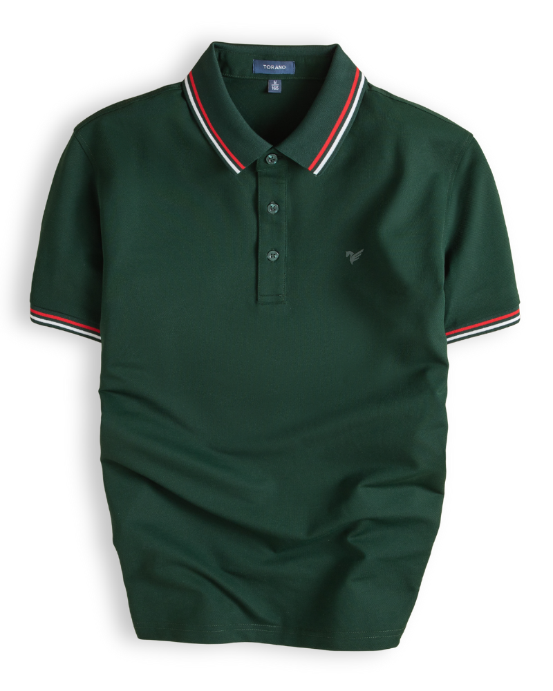 Áo polo trơn bo kẻ in logo Horse ngực GSTP869