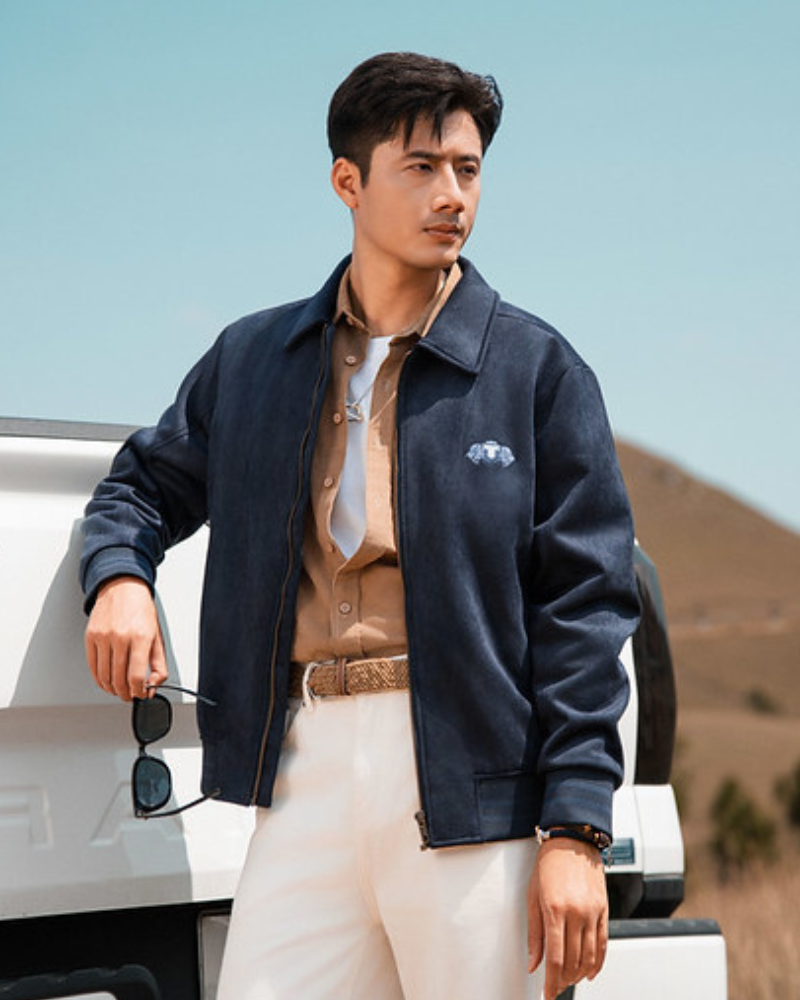  Áo khoác da lộn basic cổ bẻ lót lông GWCL902 