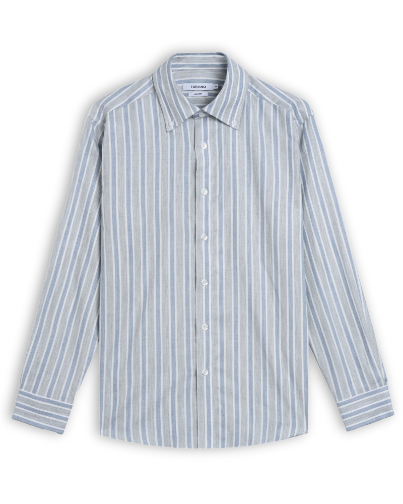  Sơ mi dài tay kẻ dọc premium thêu chữ ký ở nẹp cúc GATB524 