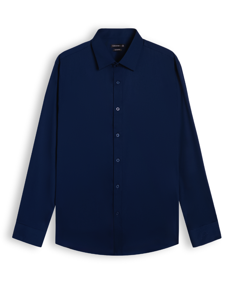  Sơ mi dài tay trơn, thêu logo ở măng xét tay GATB028 