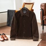  Áo khoác da lộn basic cổ bẻ cúc khắc logo GWCL501 