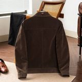  Áo khoác da lộn basic cổ bẻ cúc khắc logo GWCL501 