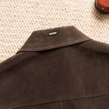  Áo khoác da lộn basic cổ bẻ cúc khắc logo GWCL501 