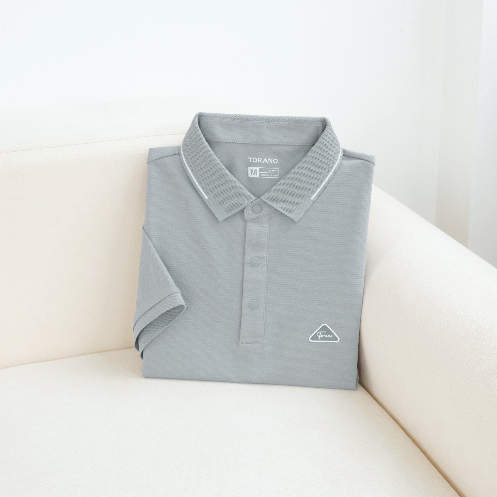  Áo polo trơn kẻ in logo ngực GSTP846 