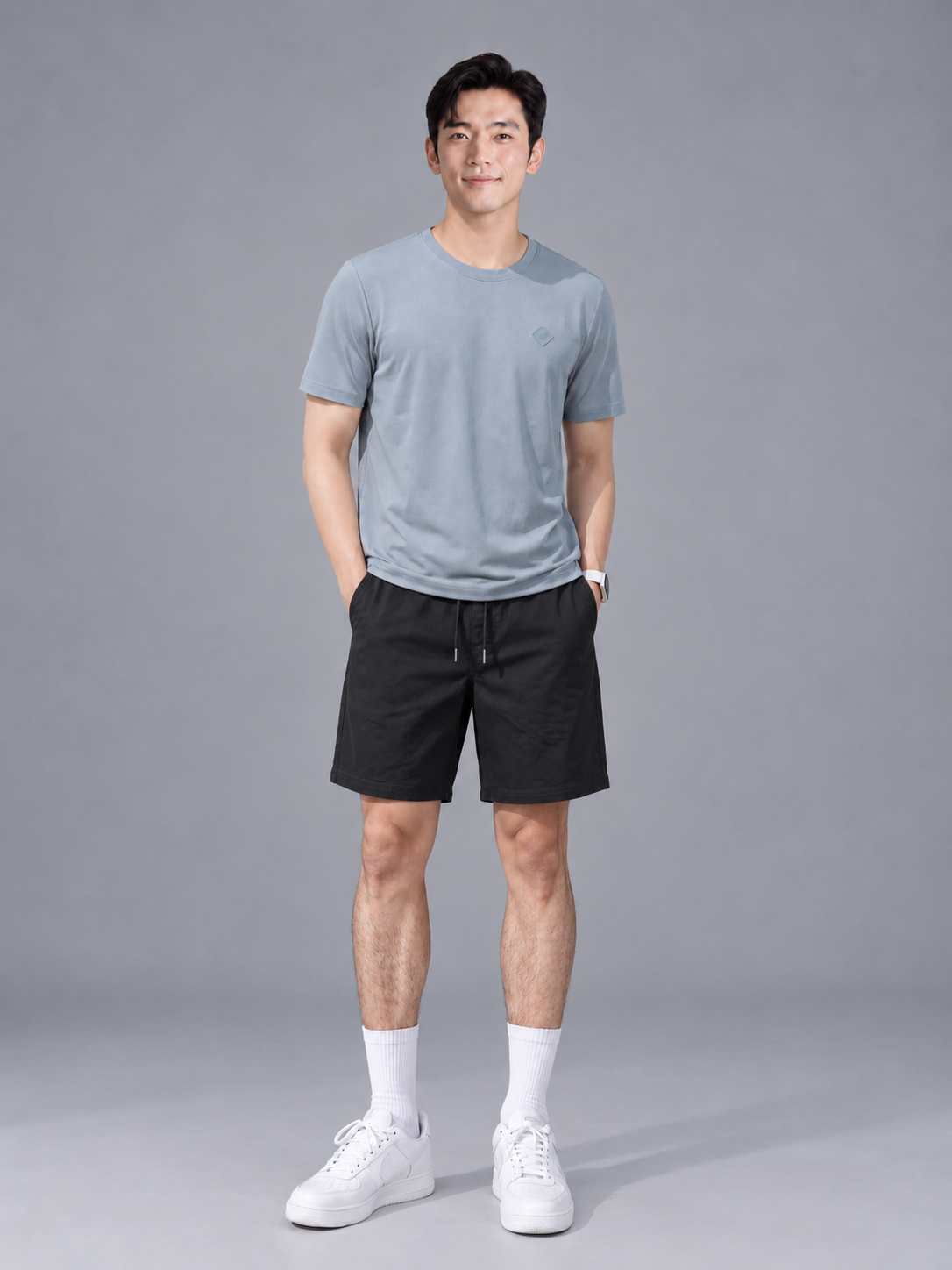 Quần short nam khaki cạp SteadyCotton Khaki FSBK010 — ảnh phẳng
