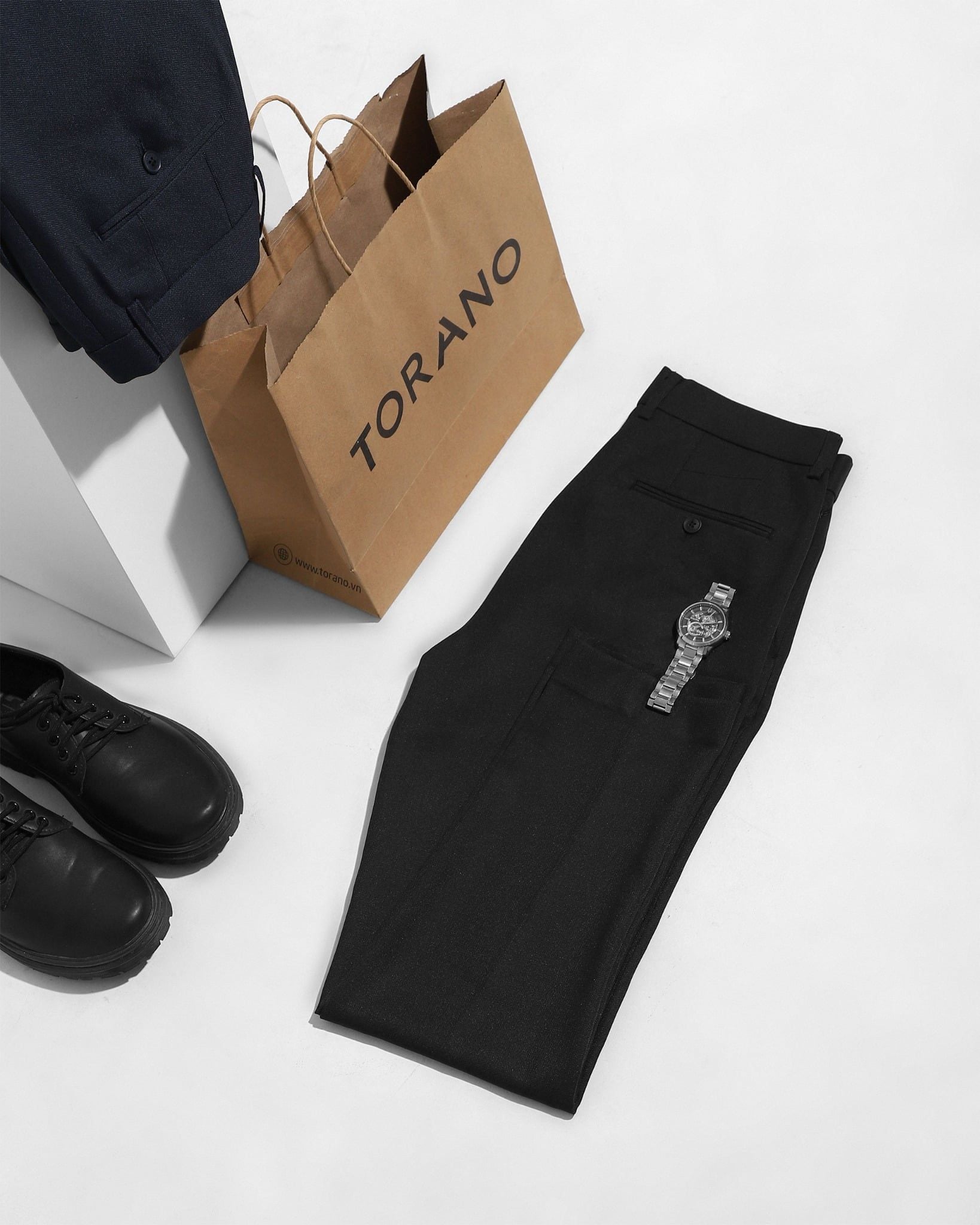  Quần âu slimfit trơn cạp trơn thêu logo GABT501 