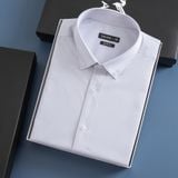  Sơ mi dài tay kẻ dọc, thêu logo ở nẹp cúc GATB006 