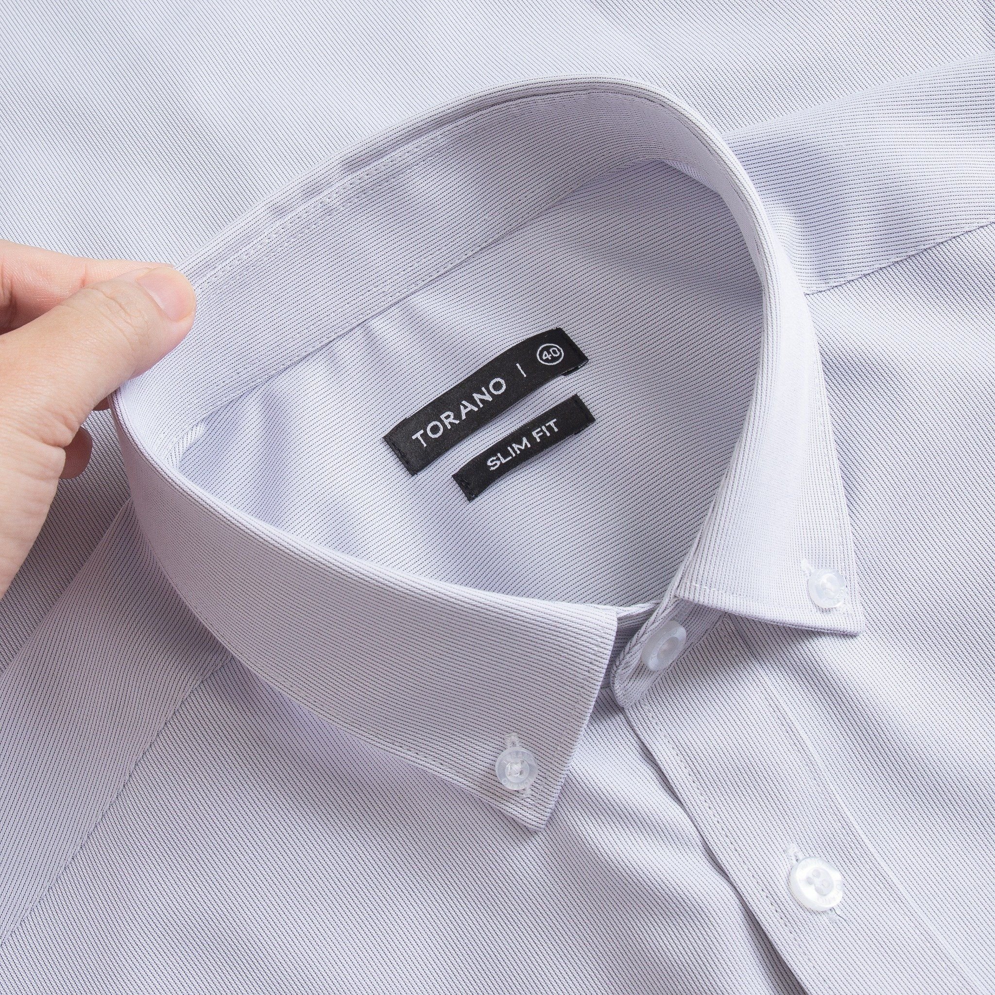  Sơ mi dài tay kẻ dọc, thêu logo ở nẹp cúc GATB006 