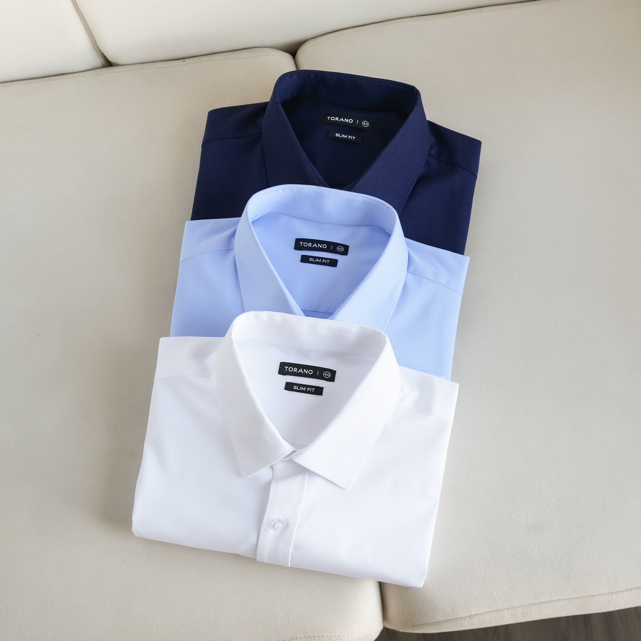  Sơ mi dài tay trơn, thêu logo ở măng xét tay GATB028 