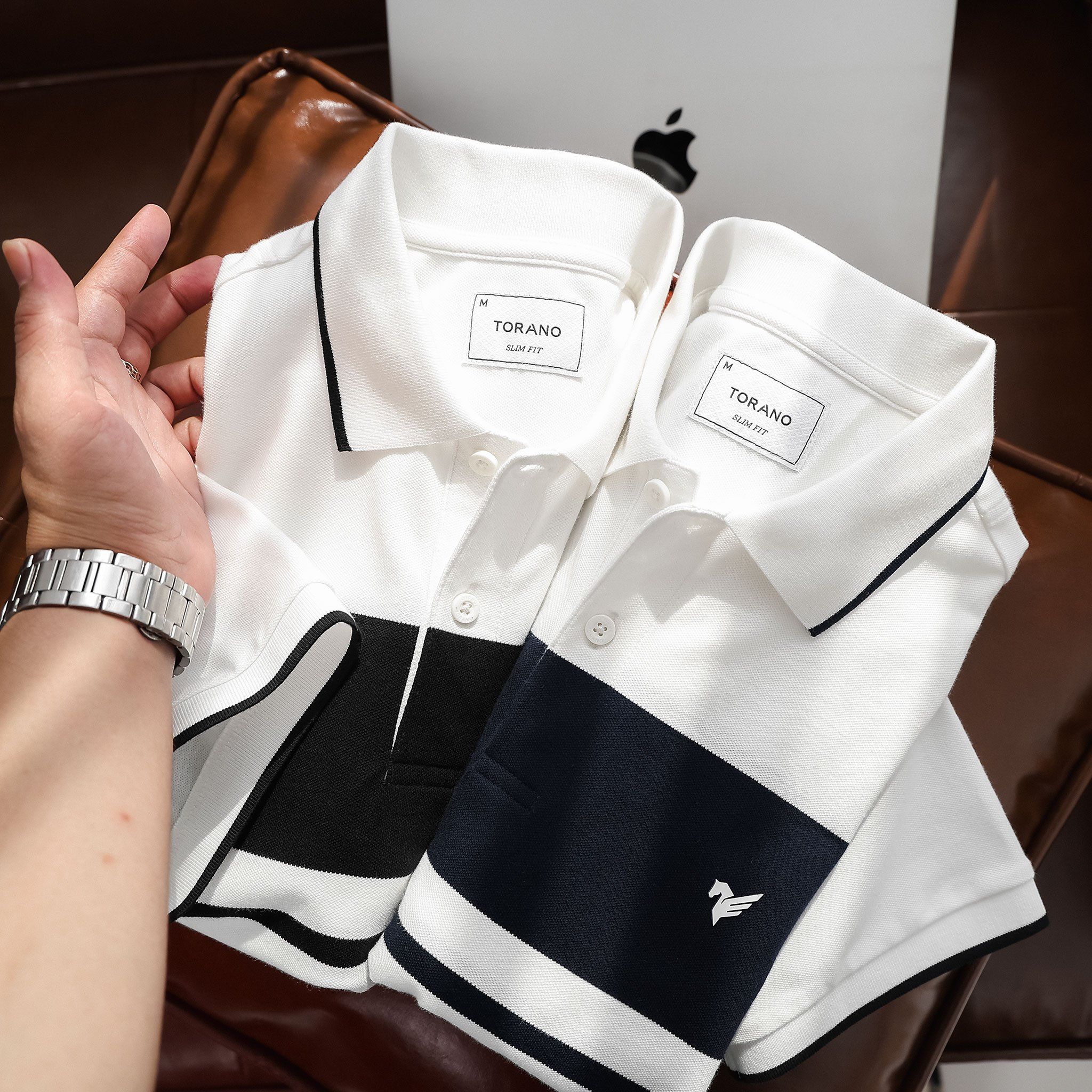  Áo polo kẻ ngang in logo ngực GSTP041 