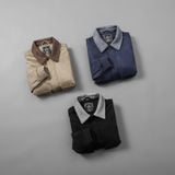  Áo khoác da lộn basic cổ bẻ cúc dập logo GWCL502 