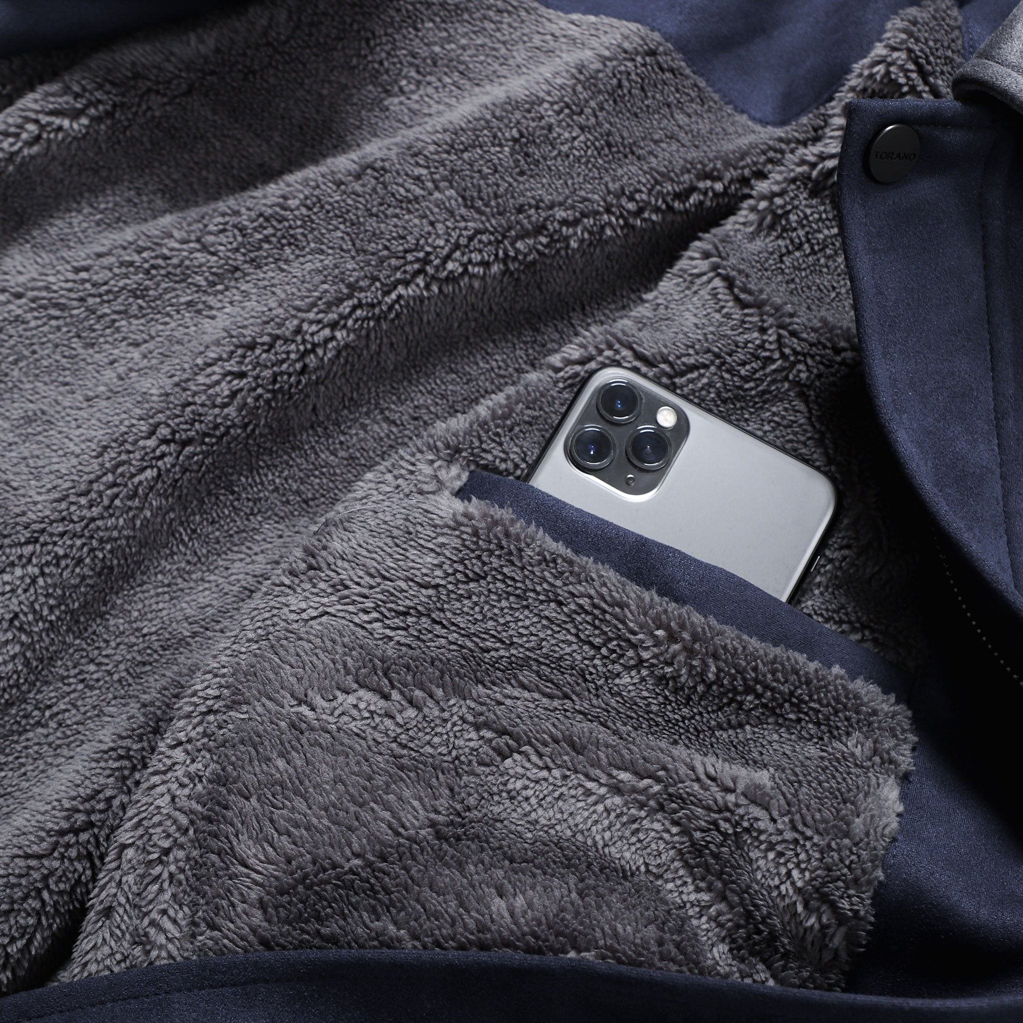  Áo khoác da lộn basic cổ bẻ cúc dập logo GWCL502 