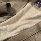  Áo khoác da lộn basic cổ bẻ cúc dập logo GWCL502 