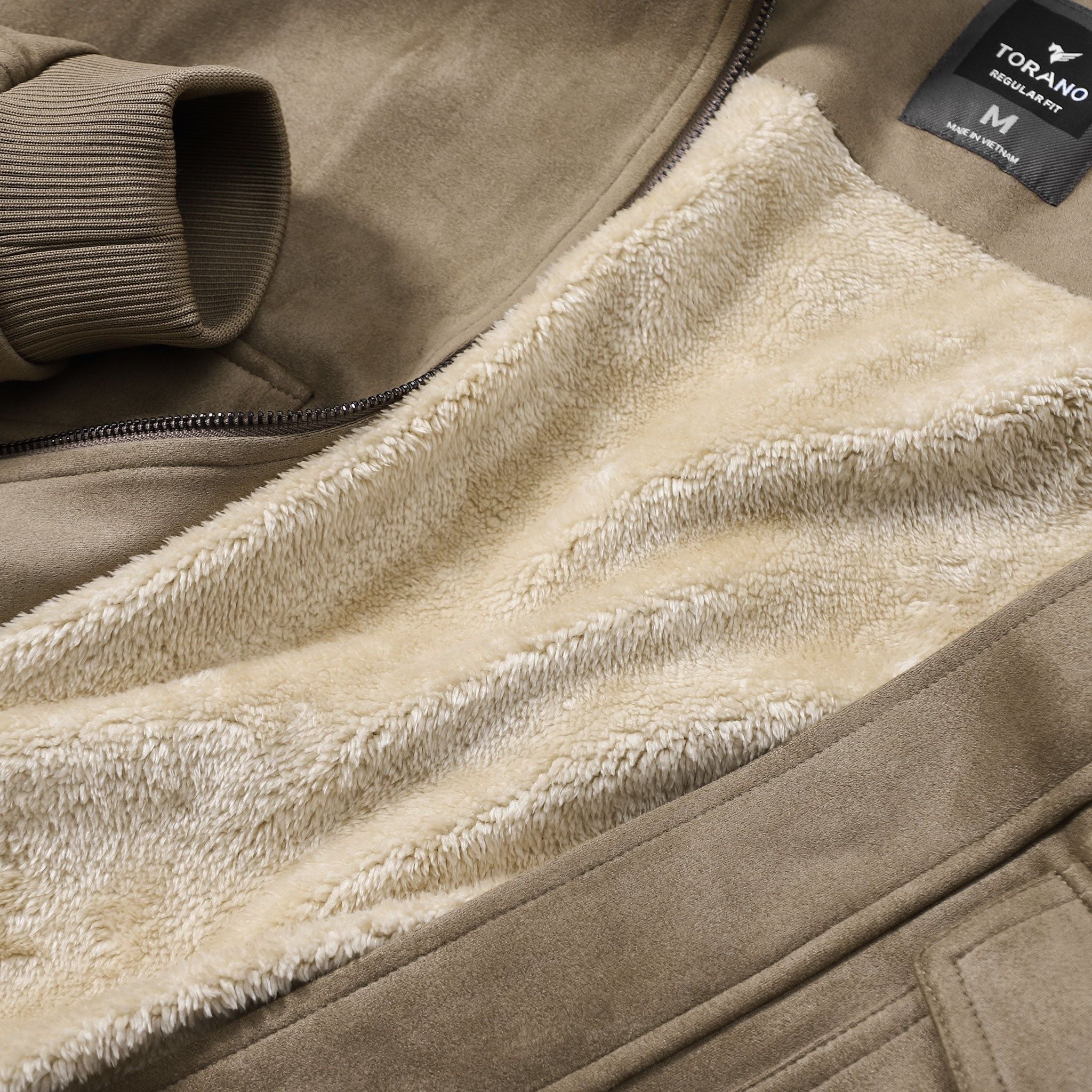  Áo khoác da lộn basic cổ bẻ cúc dập logo GWCL502 