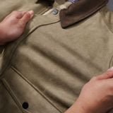  Áo khoác da lộn basic cổ bẻ cúc dập logo GWCL502 