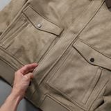  Áo khoác da lộn basic cổ bẻ cúc dập logo GWCL502 