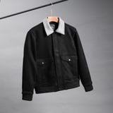  Áo khoác da lộn basic cổ bẻ cúc dập logo GWCL502 