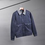  Áo khoác da lộn basic cổ bẻ cúc dập logo GWCL502 