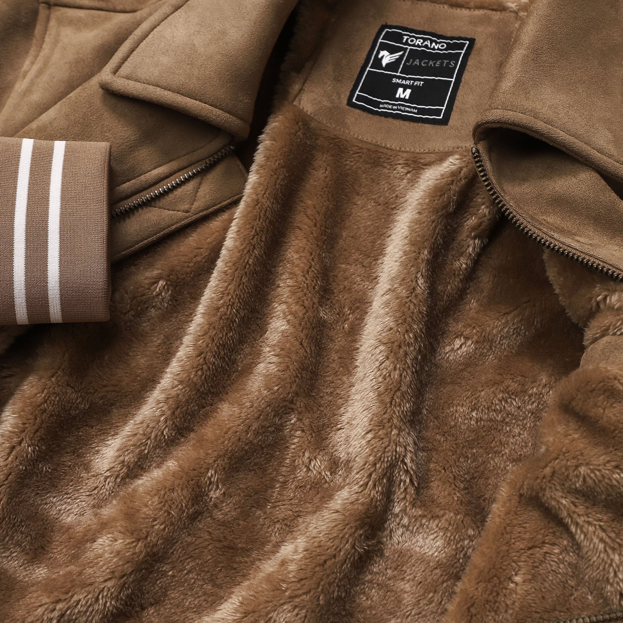  Áo khoác da lộn basic cổ bẻ lót lông GWCL902 