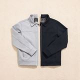  Áo khoác nỉ bộ trơn cổ bẻ thêu logo ở tay áo GWCS821 - GWBS821 