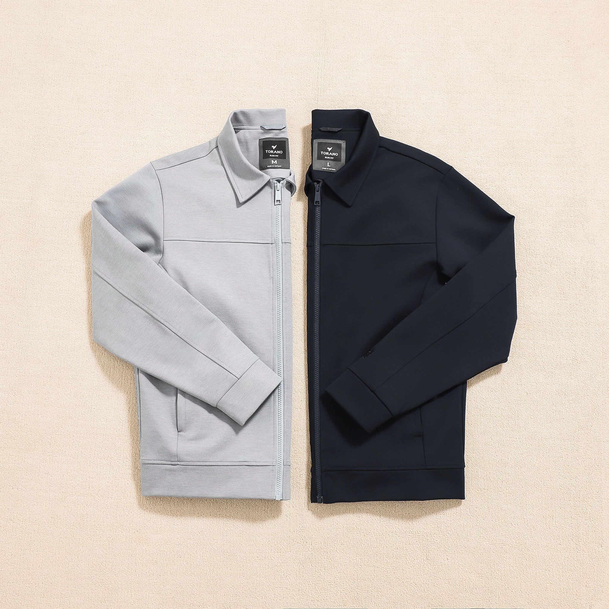  Áo khoác nỉ bộ trơn cổ bẻ thêu logo ở tay áo GWCS821 - GWBS821 