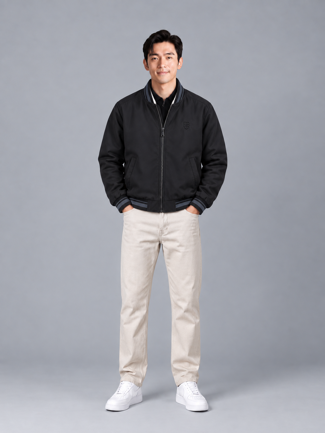 Áo khoác nam bomber lót lông Warm Touch GWCU052 — ảnh phẳng