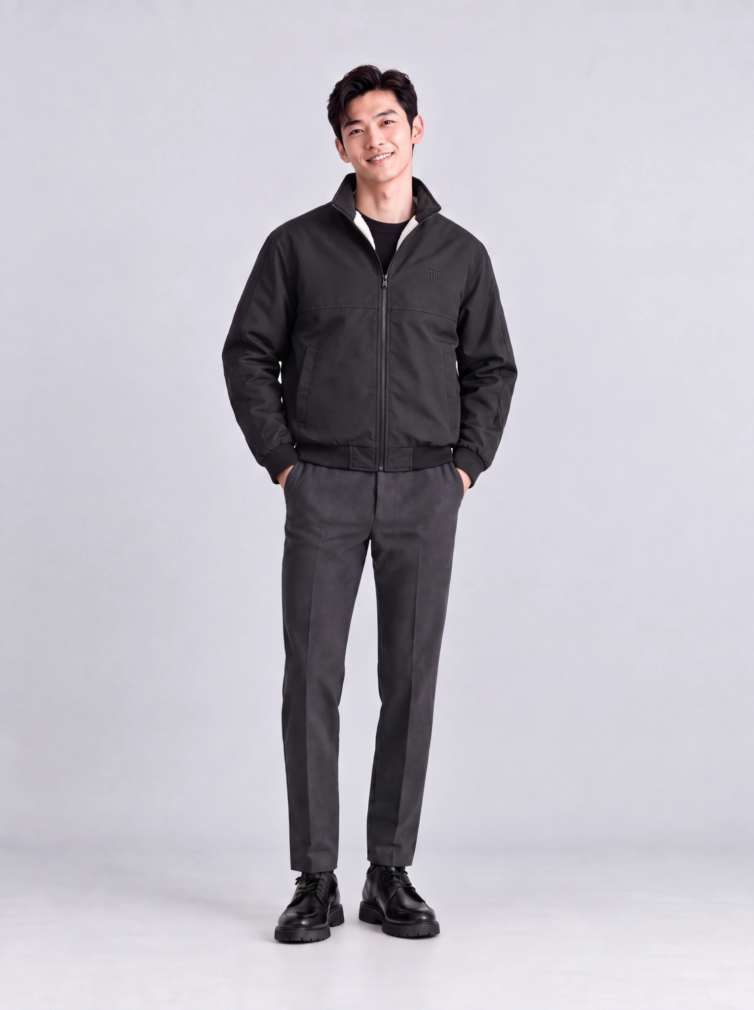 Áo khoác nam gió lót lông fleece Windtherm GWCU055 — ảnh phẳng