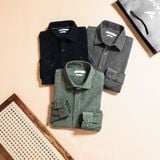  Sơ mi dài tay nhung tăm regularfit thêu logo ngực GATB302 