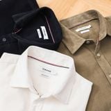  Sơ mi dài tay nhung tăm regularfit thêu logo ngực GATB301 