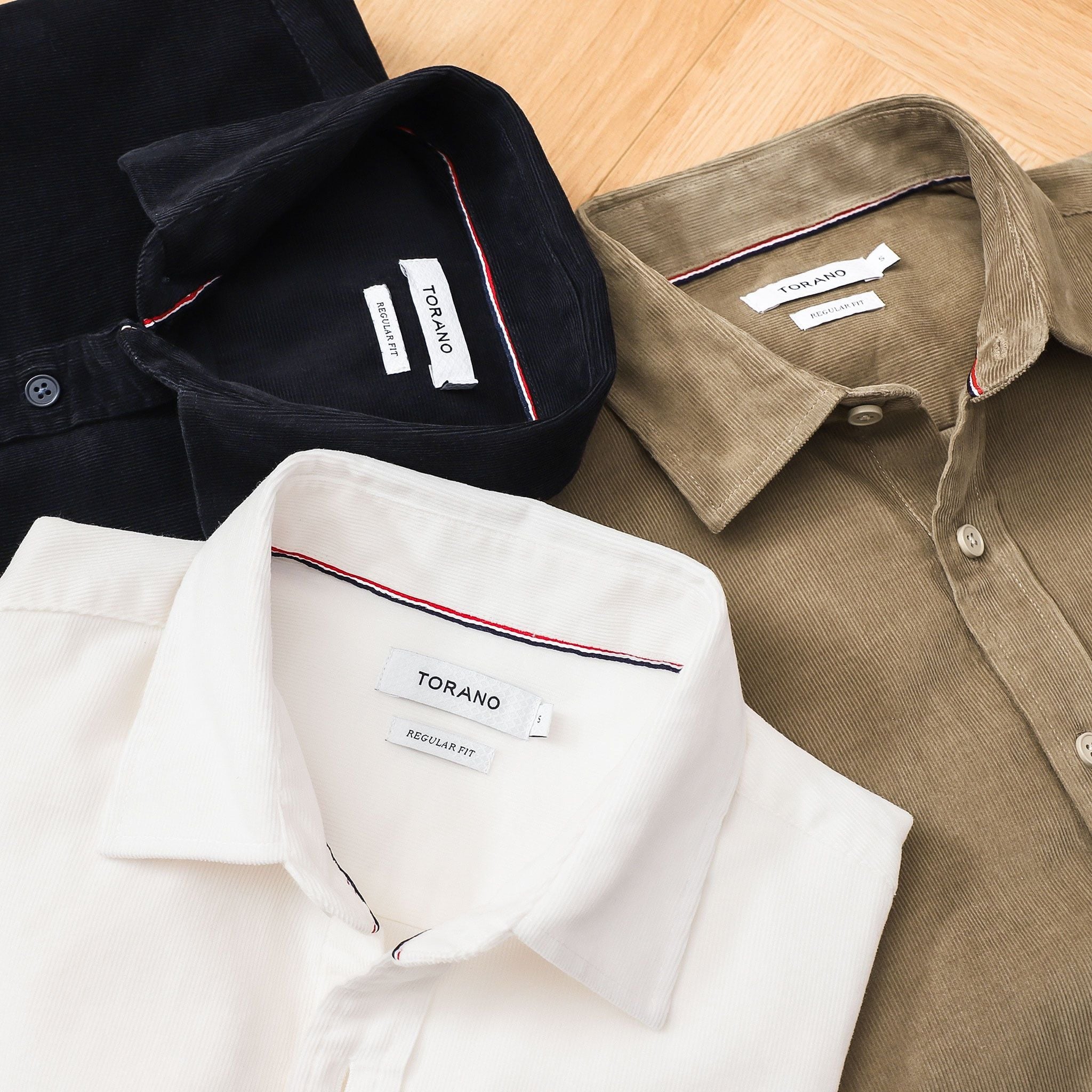  Sơ mi dài tay nhung tăm regularfit thêu logo ngực GATB301 