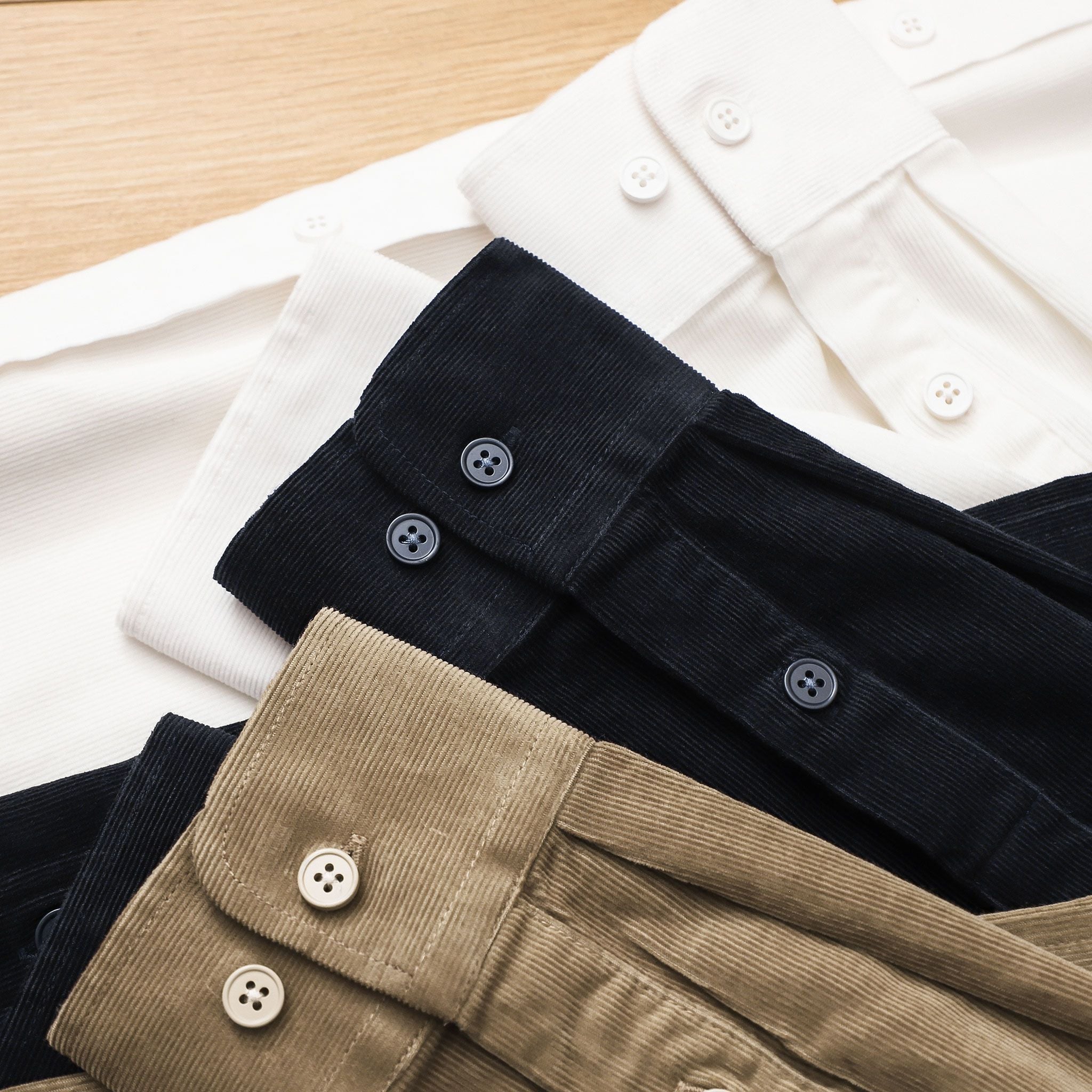  Sơ mi dài tay nhung tăm regularfit thêu logo ngực GATB301 