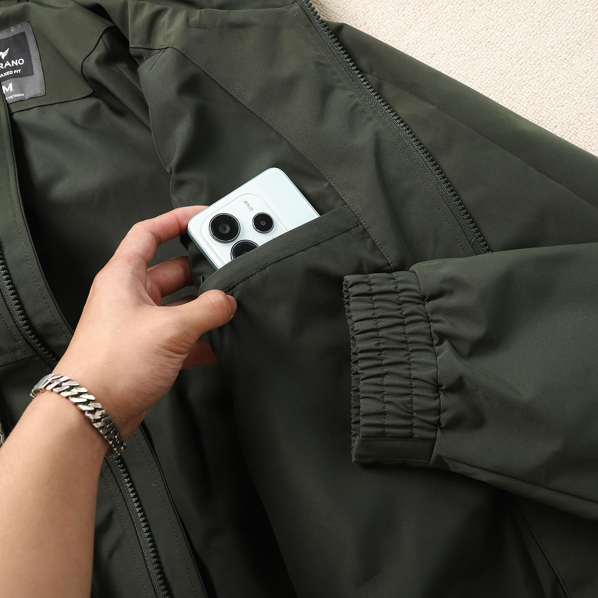  Áo khoác gió 2 lớp can phối relaxedfit cổ cao GWCW802 