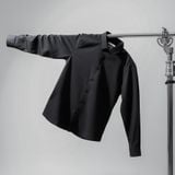  Sơ mi dài tay trơn regularfit thêu chữ ký ở măng xét tay GATB899 