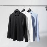  Sơ mi dài tay trơn regularfit thêu chữ ký ở măng xét tay GATB899 