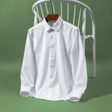  Sơ mi dài tay trơn regularfit thêu chữ ký ở măng xét tay GATB899 