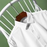  Sơ mi dài tay trơn regularfit thêu chữ ký ở măng xét tay GATB899 