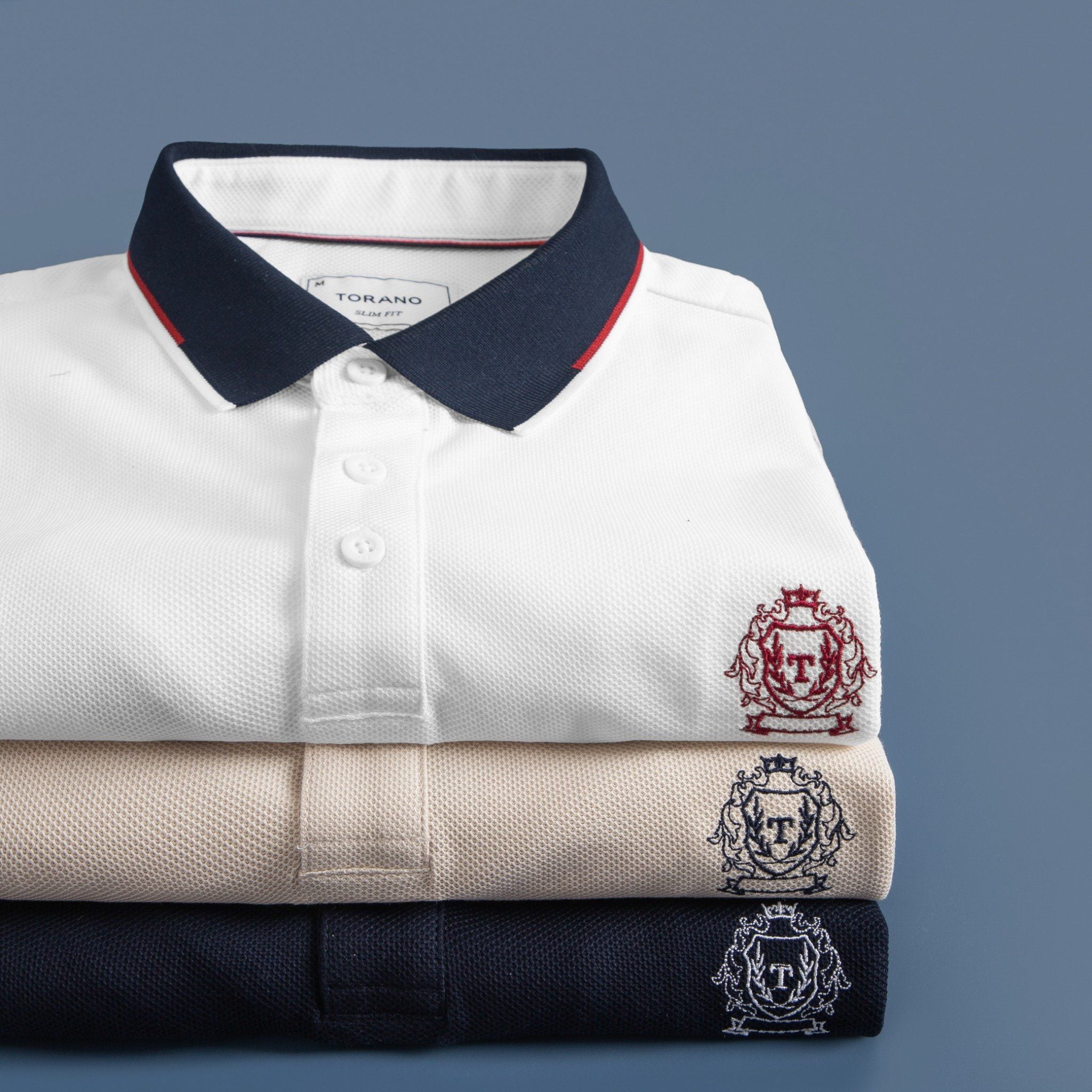  Áo polo trơn bo kẻ thêu logo ngực GSTP643 