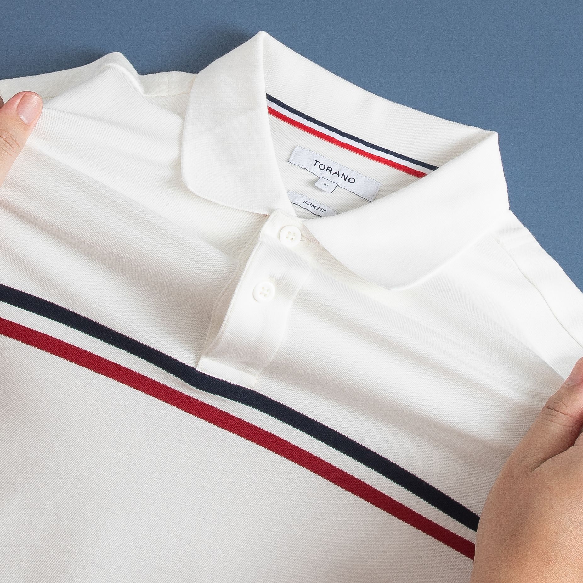  Áo polo kẻ bo tay phối màu GSTP067 