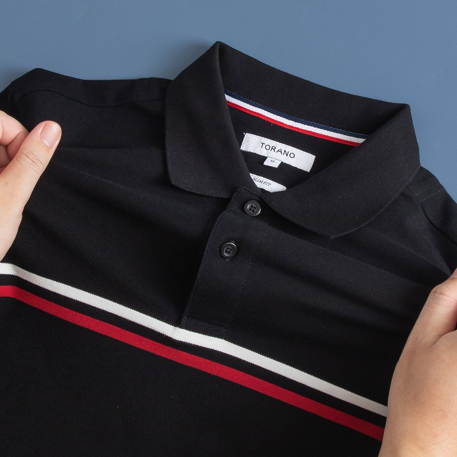  Áo polo kẻ bo tay phối màu GSTP067 