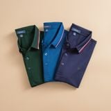  Áo polo trơn bo kẻ in logo Horse ngực GSTP869 