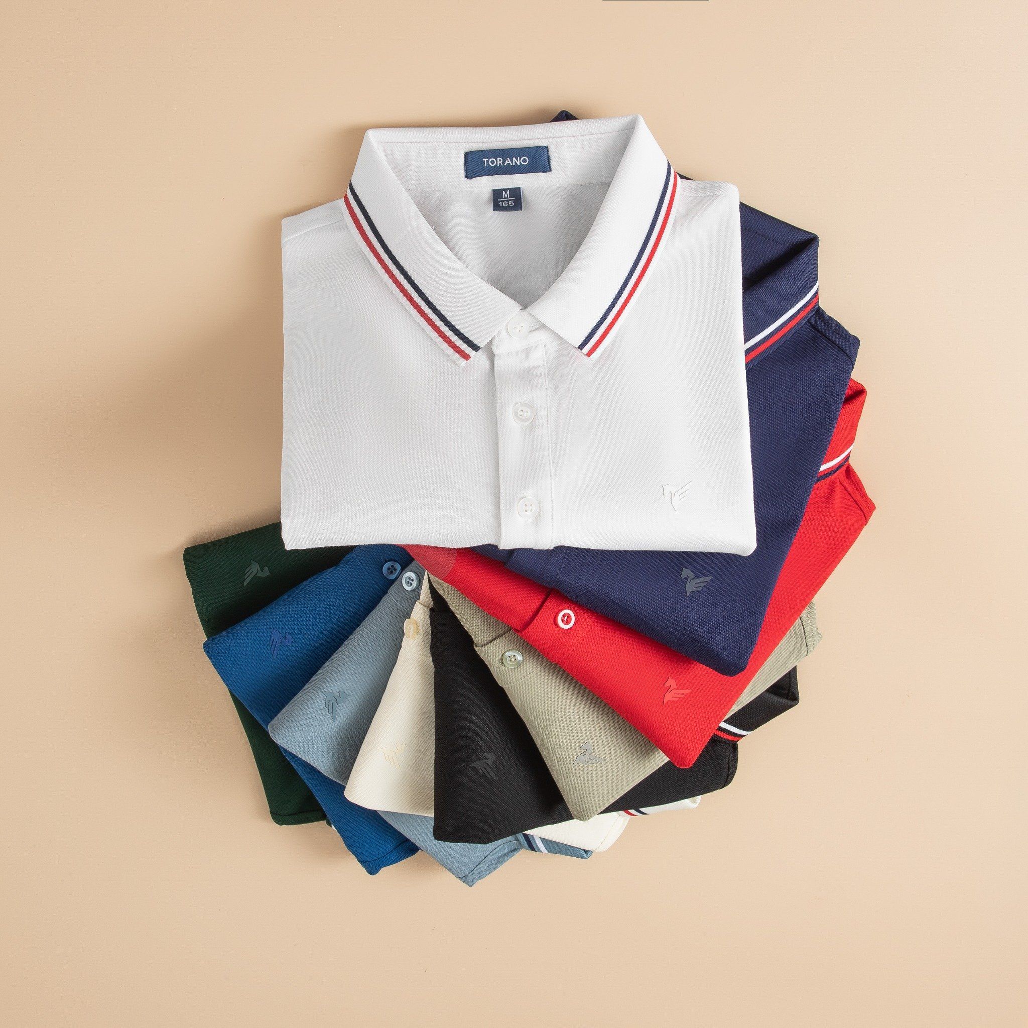  Áo polo trơn bo kẻ in logo Horse ngực GSTP869 