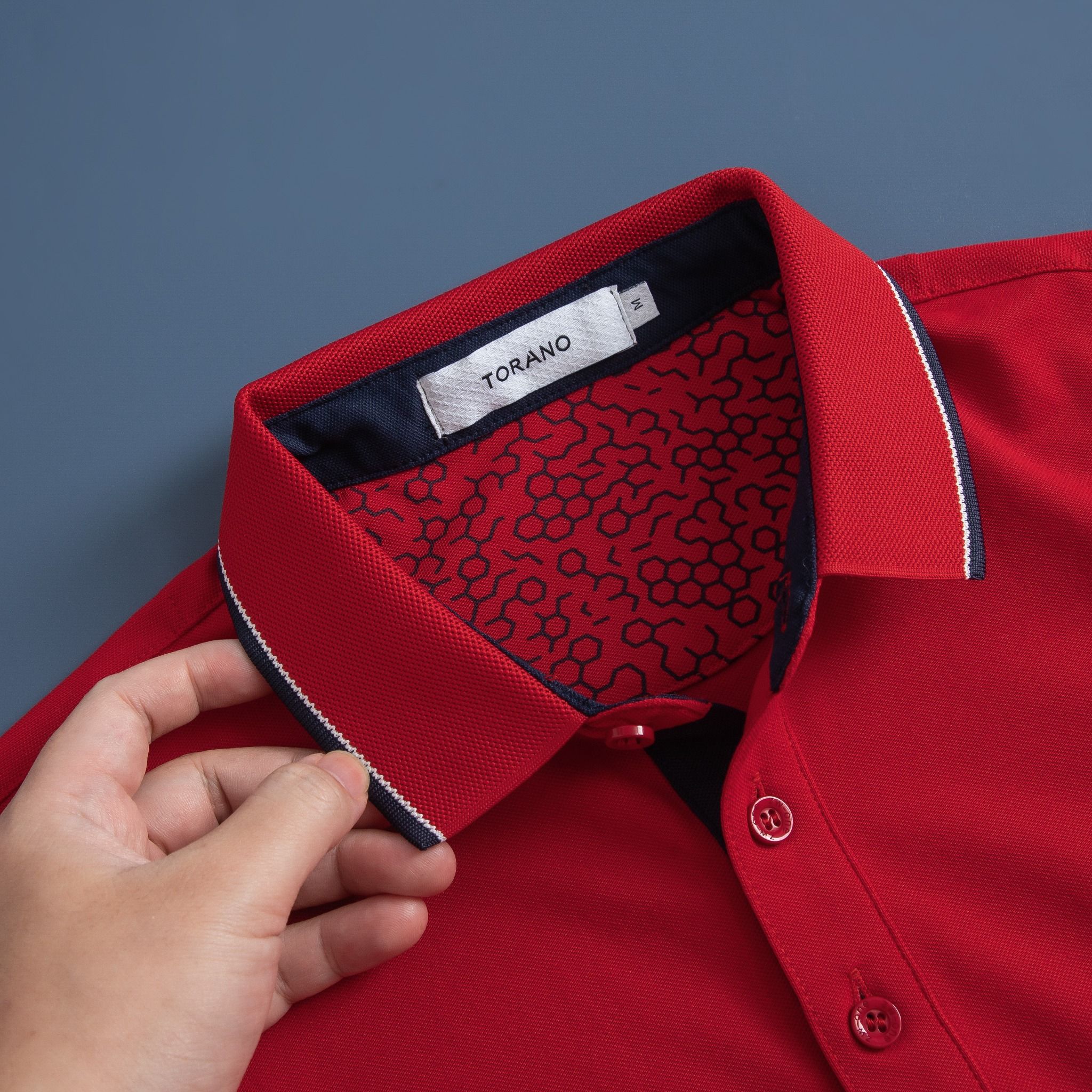  Áo polo trơn bo kẻ in logo Torano ngực GSTP845 