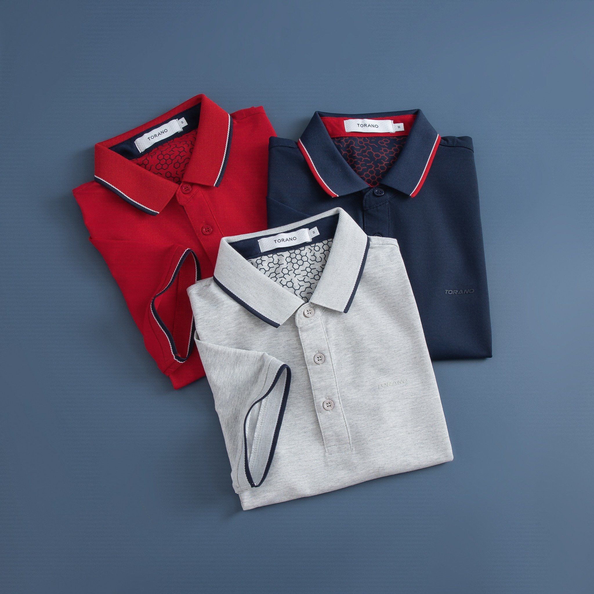  Áo polo trơn bo kẻ in logo Torano ngực GSTP845 