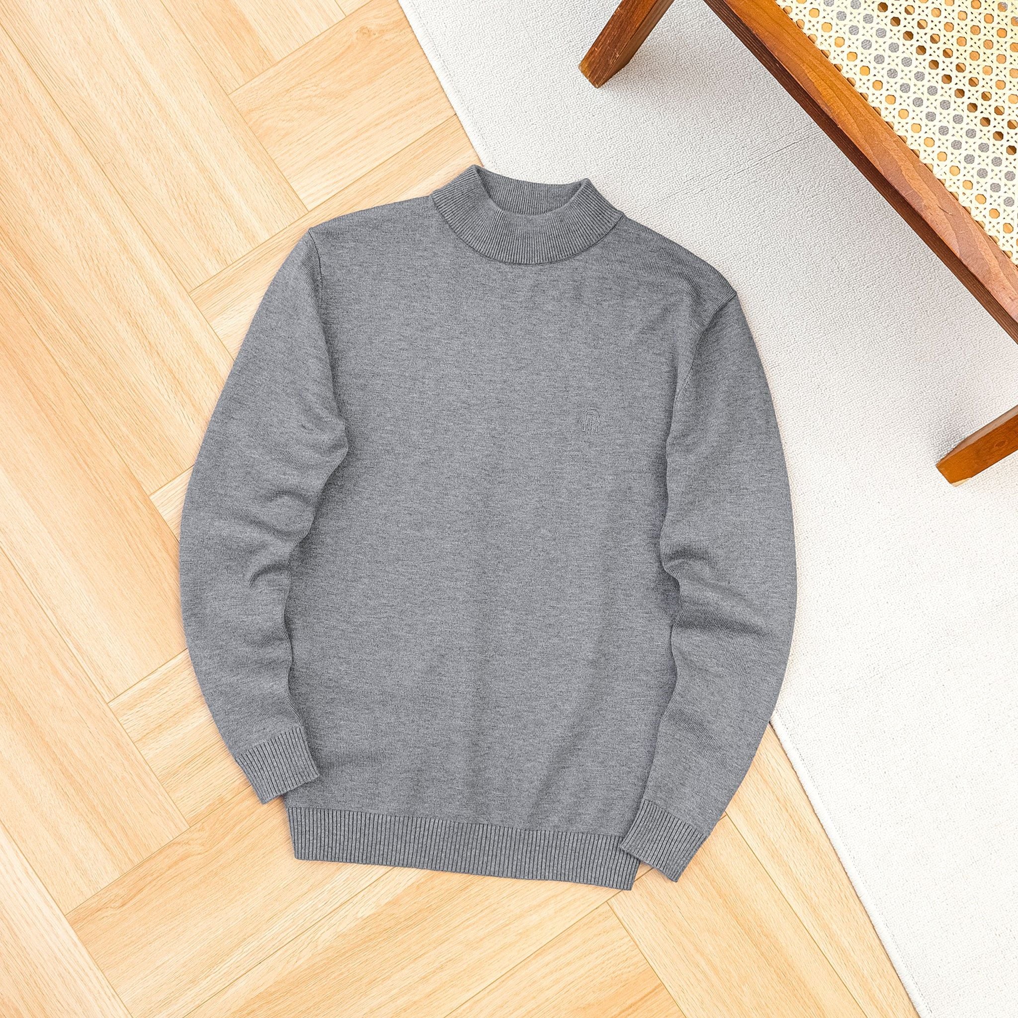  Áo len trơn cổ trụ thêu logo ngực GWTE824 