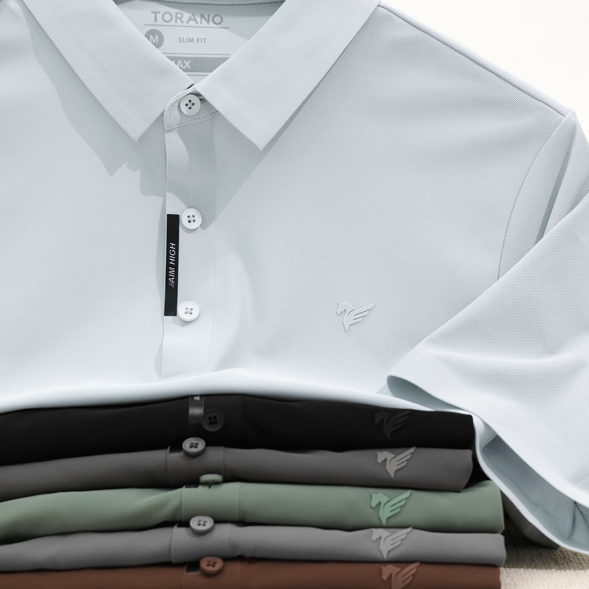 Áo polo seamless trơn bo kẻ GSTP871 — ảnh phẳng