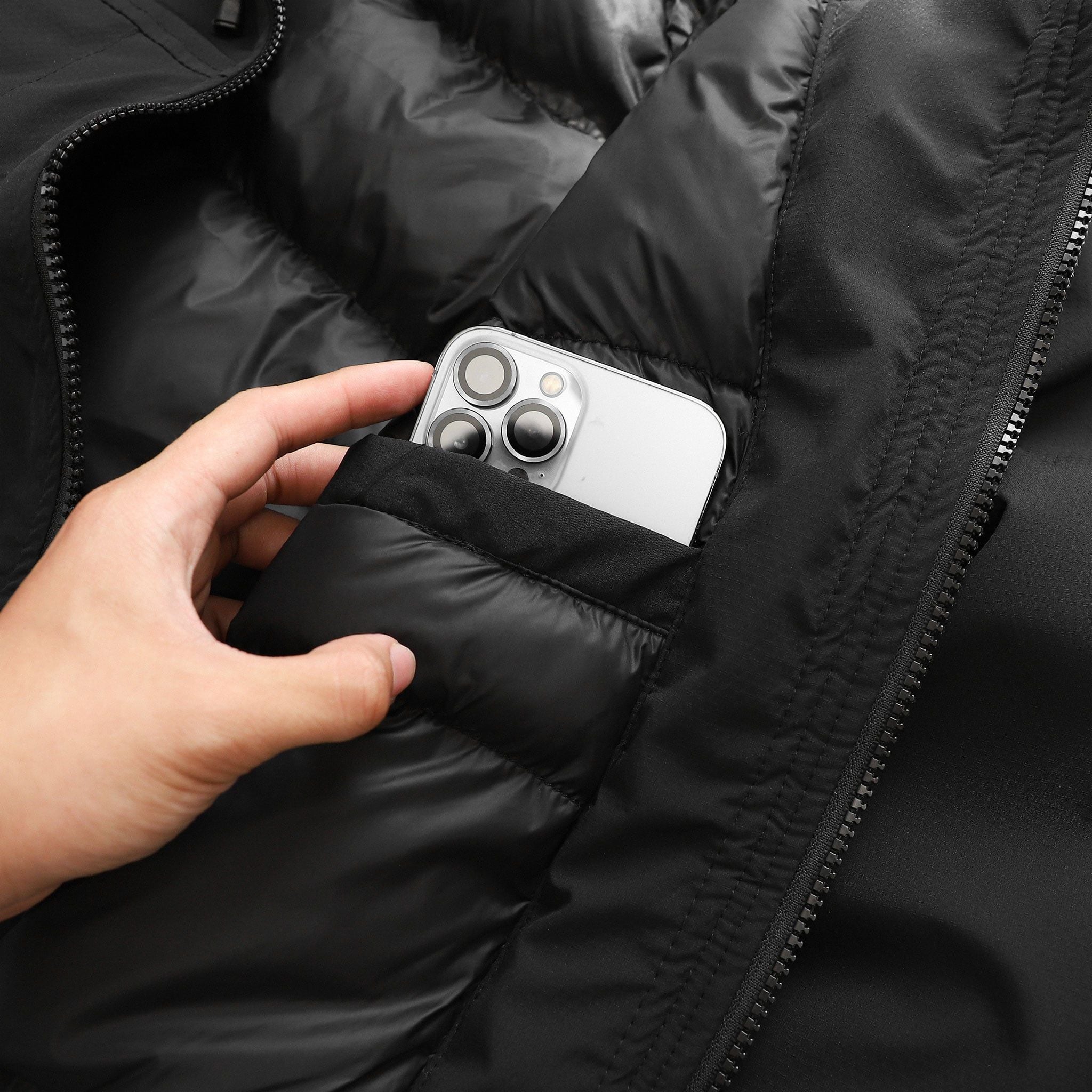  Áo khoác phao 3 lớp lót bông mũ rời GWCP302 