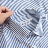  Sơ mi dài tay kẻ họa tiết premium thêu logo ở thép tay GATB504 