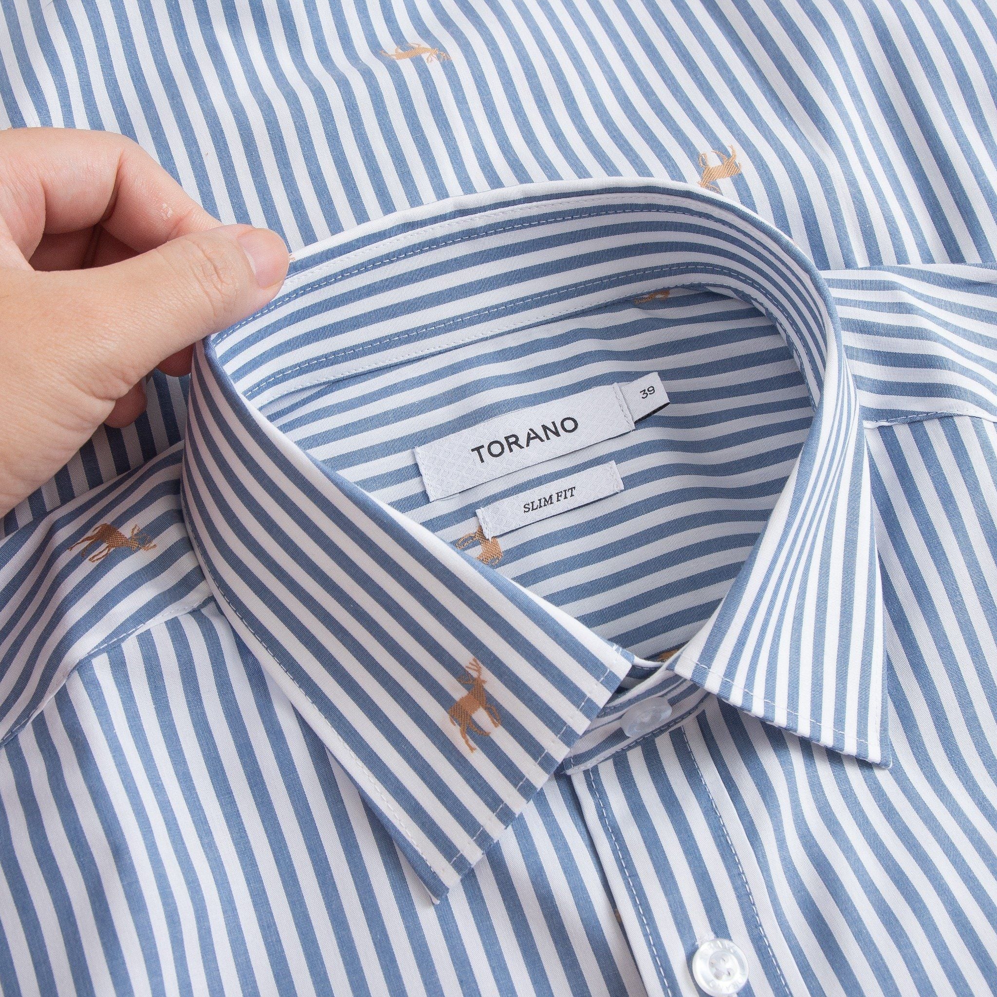  Sơ mi dài tay kẻ họa tiết premium thêu logo ở thép tay GATB504 