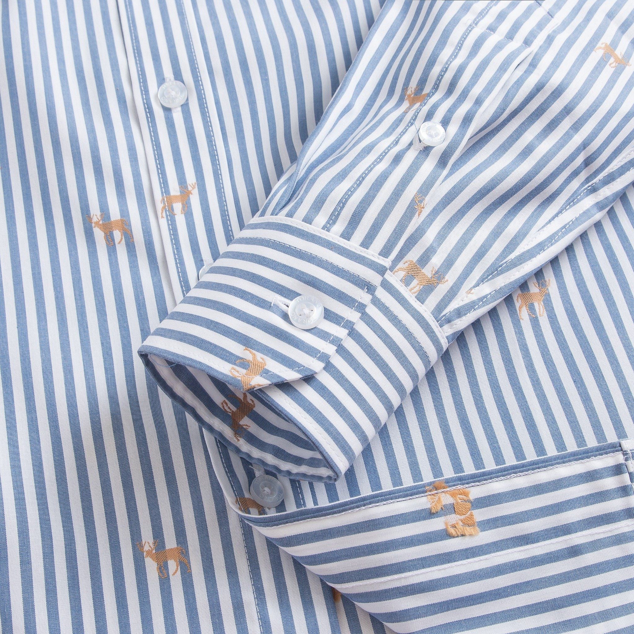  Sơ mi dài tay kẻ họa tiết premium thêu logo ở thép tay GATB504 