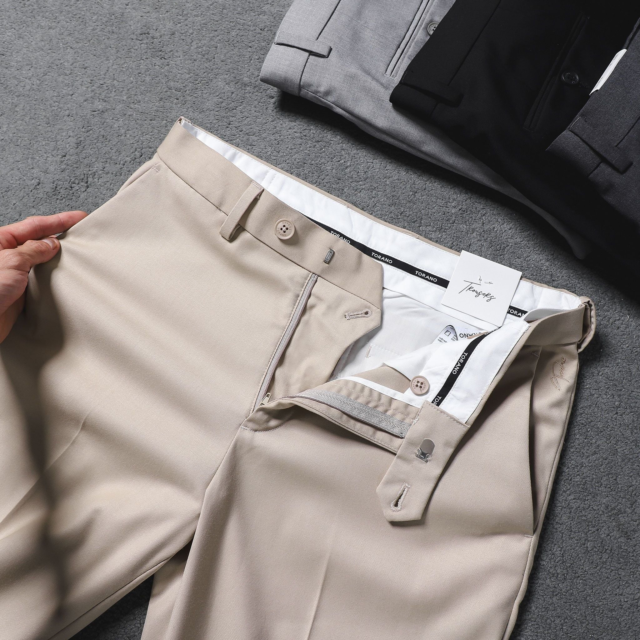  Quần âu slimfit trơn cạp chun gấu LV GABT892 